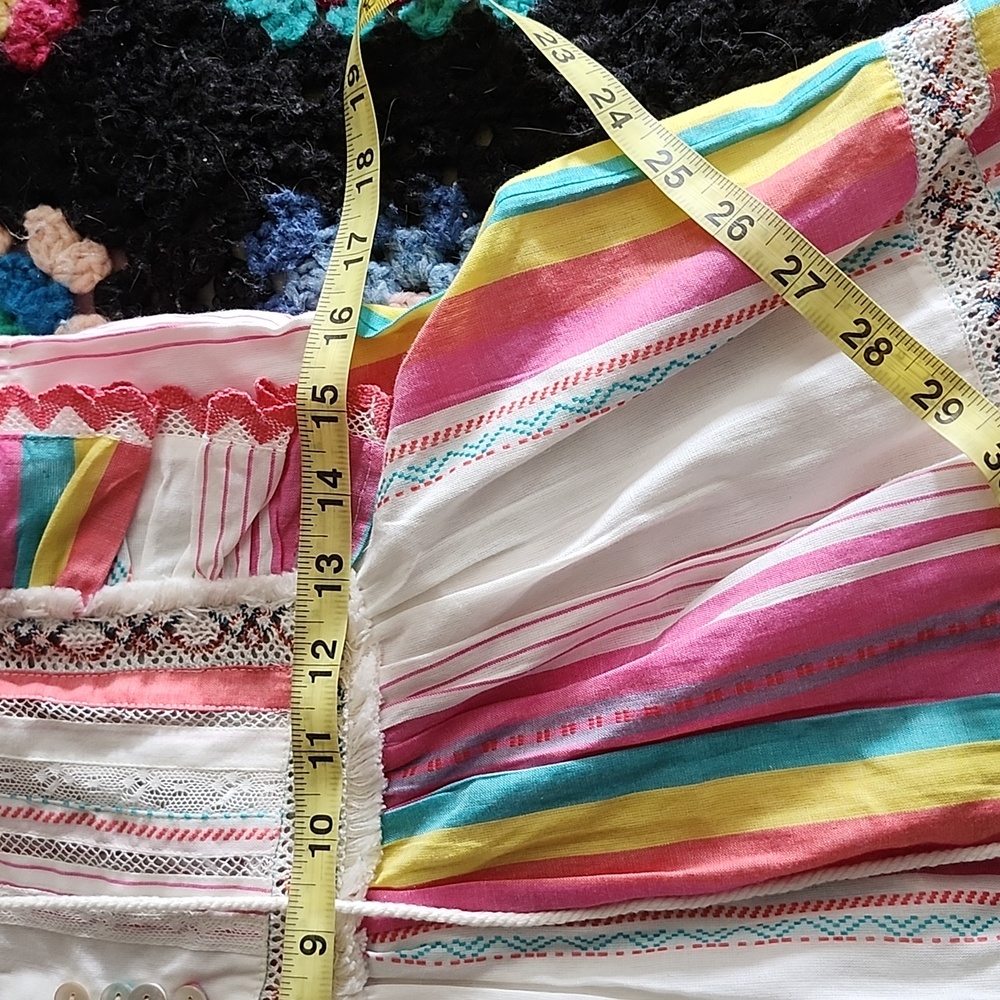 Colorful Striped Ruffle Blouse - Picture 7 of 7